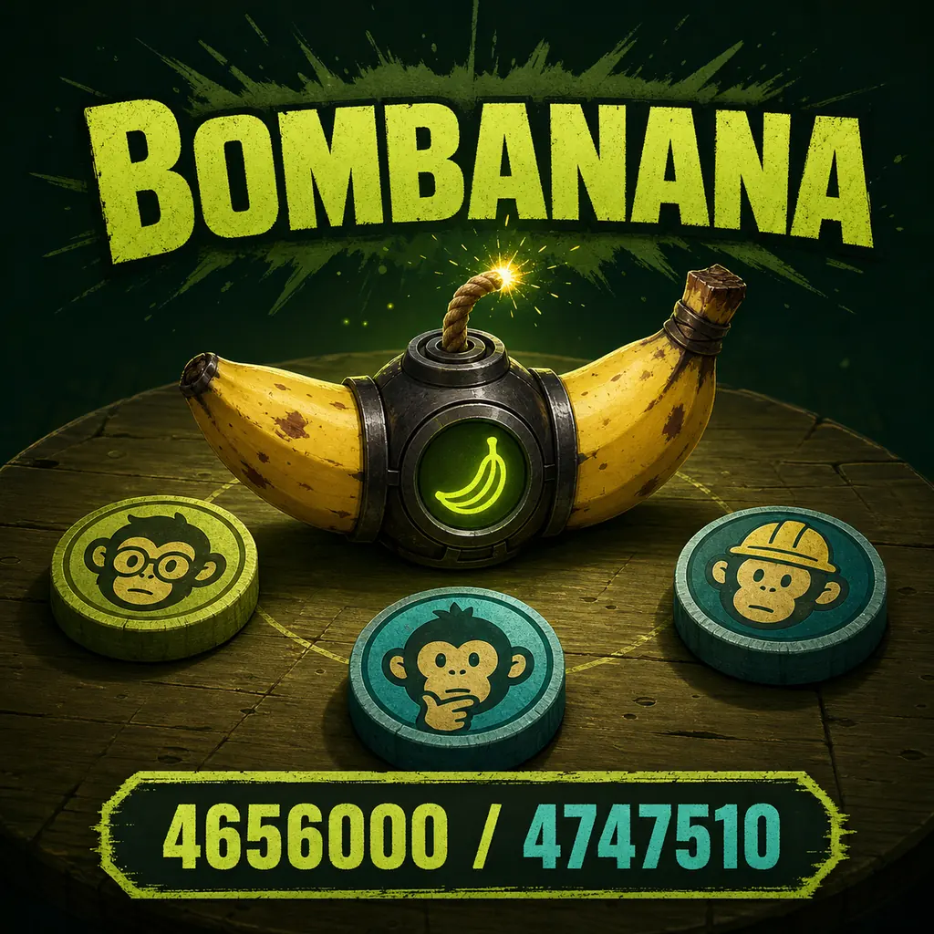 Image éditoriale BOMBANANA avec bombe banane et jetons de rôles